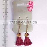 Lovely Fabric Pendants With Golden Metal Heart Dangle Earrings thumbnail-1