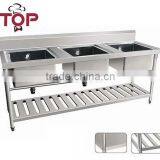 Stainless Steel AISI201 Three Sinks InTriple Sink Bench thumbnail-2