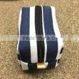 Block Stripe Cotton Canvas Zipper Make up Bag Small Pouch Case thumbnail-4