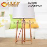 Luxury Wooden Table Lamp ,solid Wood Tripod White Fabric Shade Table Lamps thumbnail-1