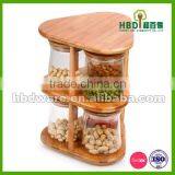 Glass Jar With Two Tier Bamboo Rack Wholesale thumbnail-2