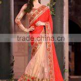 Blue Chiffon On Net Saree thumbnail-4