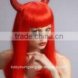 Wholesale Cheap Long Red Horn Synthetic Hair Party Wigs, Cosplay Witch Wigs thumbnail-2