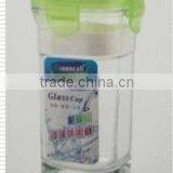 BPA Free 4 Side Lock Glass Water Bottle thumbnail-1