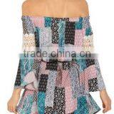 Women's Casual Butterfly Sleeve Floral Print Chiffon Dress thumbnail-6