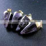15x30mm Water Drop Shape Gold Plated Purple Amethyst Power Stone Pendant Charm DIY Supplies 1850207 thumbnail-3