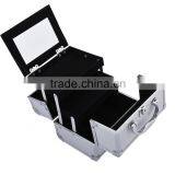 Soozier Professional Mirrored Makeup Artist Cosmetic Travel Mini Case With Pull-Out Trays - Silver thumbnail-4