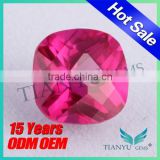 Free sample, synthetic ruby stone prices, 5# cushion checker board shape wholesales ruby corundum