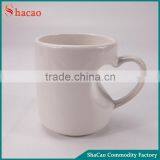 White Heart Shaped Handle Ceramic Porcelain Coffee Mug