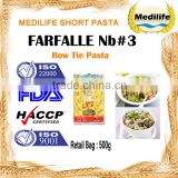 2015 Hot Sell Short Pasta, Farfalle Nb#3 Bag 500 g, Bow Tie Pasta, Dry And Fresh Bow Tie Pasta with FDA.