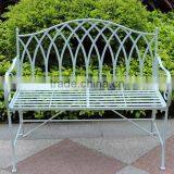 Foldable Blue Wrought Iron Outdoor Bench thumbnail-1