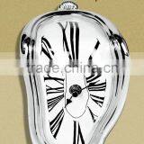 Creative L Shape Curving Wall Clock, Fashion Melting Clock, Roman Number Clock thumbnail-2