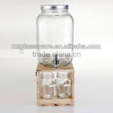 Huge Glass Mason Jar With Tap With Wooden Stand thumbnail-1