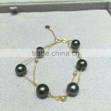 7-8mm Black Tahitian Pearl Latest Bracelet Design thumbnail-1