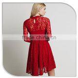 2015 New Fashion Wedding Dress Long Sleeve Red Lace Dress Lace Crochet Evening Dress thumbnail-4