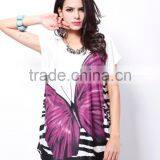 Hot Selling Casual Short Sleeve Womens Butterfly Pattern Summer Top thumbnail-6