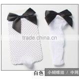 Fashion Lady Girl Women Sexy Lace Fishnet Mesh Ankle High Socks, White Socks With Color Bow Tie thumbnail-2