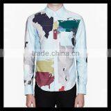 Latest Fashion Magnetic Style Flower Printed Cheap Blank t Shirts With Button Down thumbnail-1