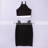 New High Quality HL 2 Pieces Black And White Spaghetti Strap 2015 Bodycon Bandage Dress Sling Party Tight Dress thumbnail-4