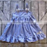 2017 New Style Baby Clothes Cheap Wholesale Red and Blue Children's Boutique Summer Baby Girl's Plaid Dress thumbnail-2