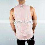 Pale Mauve 95% Cotton 5% Spandex Lifestyle Cut Off Shirt Longline Curved Hem Tank Top OEM Muscle Fit T Shirt thumbnail-4