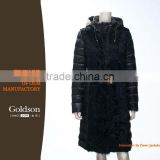 Fur Down Jacket Goose Down Feather European Style With Leather Belt