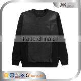 Man PU Leather Cotton Blend Embriodered Pullover Men Bulk Blouse Top thumbnail-1