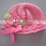 Cotton Crochet Baby Hats With Flower thumbnail-1