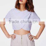 Hot Selling Wrap Front Baby Blue Crop Top Wholesale Women Tank Tops thumbnail-5