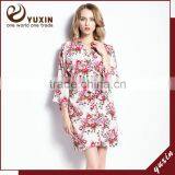 Cotton Bathrobe Satin Short Keen Length Floral Bridesmaid Robe FR0042 thumbnail-2