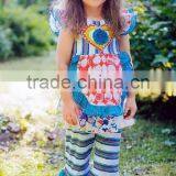 Wholesale Children's Clothes Girl Boutique Clothing Summer Outfit Baby Clothes Damask Ruffle Pants Set thumbnail-5