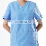 V-neck 3 Pocket Blue Polyester Cotton Oem Medical Scrub Suits thumbnail-5