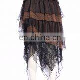 Steampunk Laces and Mesh Asymmetrical Cut Long Skirt thumbnail-2