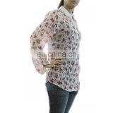 White Floral Front Button Full Sleeve Top for Girls thumbnail-3