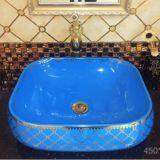  Sanitary Ware Wash Hand Bathroom Luxury Blue Color Ceramic Basin Price in India
