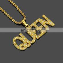 A-Z Cuban Necklace Jewelry Fashion Trend 26 English Letter Gold Plated Hiphop Necklace Initial Diamond Necklaces thumbnail-4