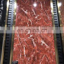 600x600 Full Body Dark Red Color Glazed Polished Porcelain Marble Design Floor Tile thumbnail-2