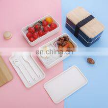 Biodegradable Compartment Microwaveable Plastic Bamboo Fiber Lid Bento Lunch Box Divider Set Accessories for Kids Adults thumbnail-3