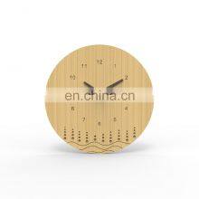 Eco-friendly Premium Round Shaped Household Office Bamboo With Wavy Line Analog Wall Clock thumbnail-3