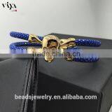 2016 New Coming Stingray/ Python Leather Genuine Leather Bracelet With Skull Clasp Made In China thumbnail-4