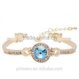 Classic Colorful 18K Gold Plating Austrian Round Crystals Bangle Bracelet for Women thumbnail-3