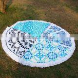 Wholesale Blanks Round Cotton Assorted Color Graphic Paisley Pattern Beach Cashion Beach Towel With Tassels Circle thumbnail-1