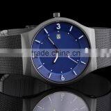 Eco Solar Watches Men's Slim Solar Sapphire Crystal Blue Dial Mesh Strap Watch thumbnail-2