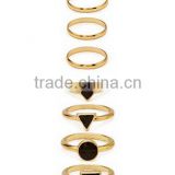 black gold geometric rings