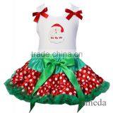 Christmas Red Green Polka Dots Reversible Petite Pettiskirt Santa HoHoHo Party Dress White Tee thumbnail-1