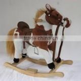 plush rocking horse balance toy with wooden base