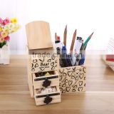 Multifuntion black board wooden mini storage box with pen holder