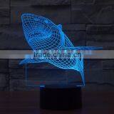 3D Optical Night Light Shark 7 RGB Light Colors 10 LEDs AA Battery or DC 5V Mixed Lot thumbnail-6
