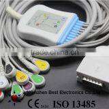 Burdick EKG Machine EKG 10 Lead Cable and Leadwires IEC Snap 15pin