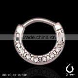 Fashion Trend 100% Full 316L Stainless Steel Multi Paved Crystal Gems Silver Nose Ring Piercing thumbnail-1